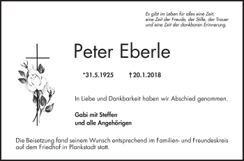 Traueranzeigen Von Peter Eberle Trauerportal Ihrer Tageszeitung