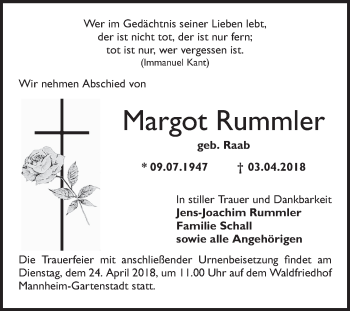 Traueranzeigen Von Margot Rummler Trauerportal Ihrer Tageszeitung