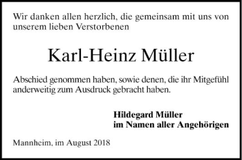 Traueranzeigen Von Karl Heinz M Ller Trauerportal Ihrer Tageszeitung