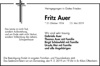 Traueranzeigen Von Fritz Auer Trauerportal Ihrer Tageszeitung