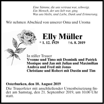 Traueranzeigen Von Elly M Ller Trauerportal Ihrer Tageszeitung