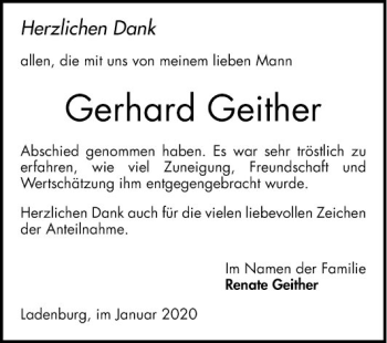 Traueranzeigen Von Gerhard Geither Trauerportal Ihrer Tageszeitung