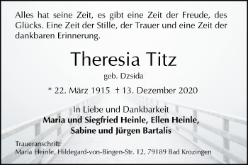 Traueranzeigen Von Theresia Tietz Trauerportal Ihrer Tageszeitung