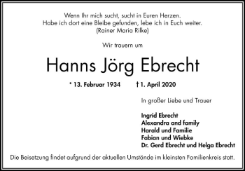 Traueranzeigen Von Hanns J Rg Ebrecht Trauerportal Ihrer Tageszeitung