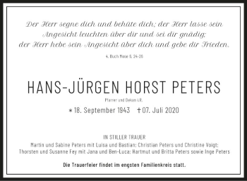 Traueranzeigen von Hans Jürgen Peters Trauerportal Ihrer Tageszeitung