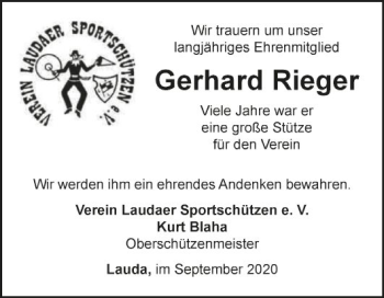 Traueranzeigen Von Gerhard Rieger Trauerportal Ihrer Tageszeitung