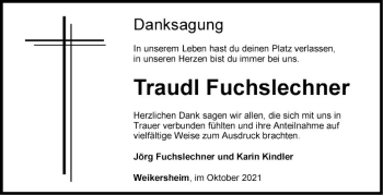 Traueranzeigen Von Traudl Fuchslechner Trauerportal Ihrer Tageszeitung