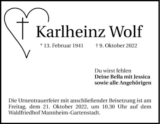 Traueranzeigen Von Karlheinz Wolf Trauerportal Ihrer Tageszeitung