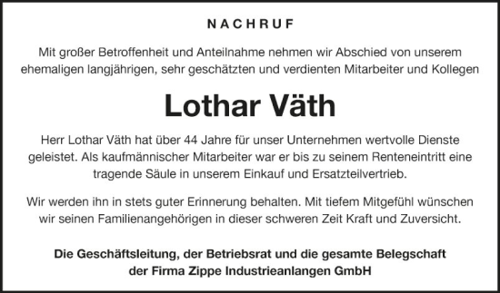 Traueranzeigen Von Lothar V Th Trauerportal Ihrer Tageszeitung