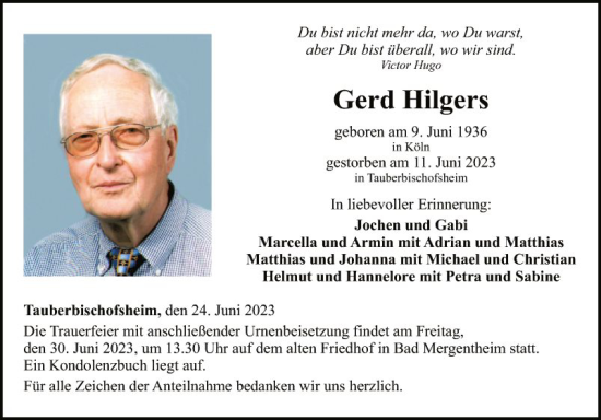 Traueranzeigen Von Gerd Hilgers Trauerportal Ihrer Tageszeitung