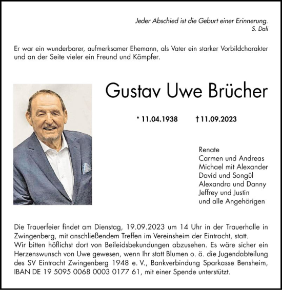 Traueranzeigen von Gustav Uwe Brüder Trauerportal Ihrer Tageszeitung