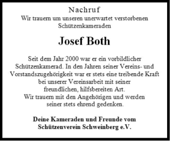 Traueranzeige von Josef Both von Fränkische Nachrichten