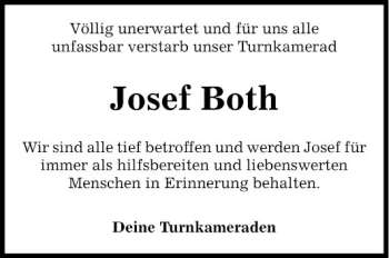 Traueranzeige von Josef Both von Fränkische Nachrichten