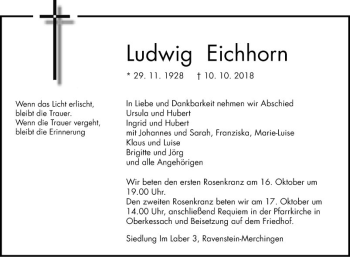 Traueranzeige von Ludwig Eichhorn von Fränkische Nachrichten