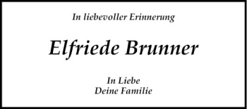 Traueranzeige von Elfriede Brunner von Mannheimer Morgen