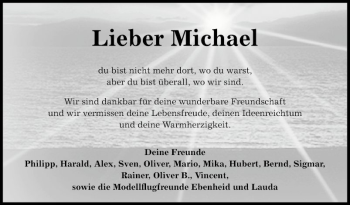 Traueranzeige von Michael  von Fränkische Nachrichten