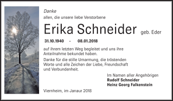 Traueranzeige von Erika Schneider von Mannheimer Morgen / Schwetzinger Zeitung