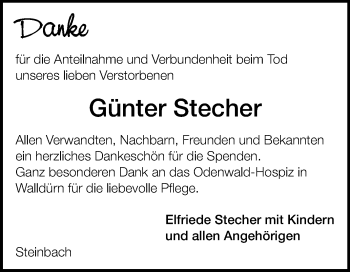 Traueranzeige von Günter Stecher von Fränkische Nachrichten