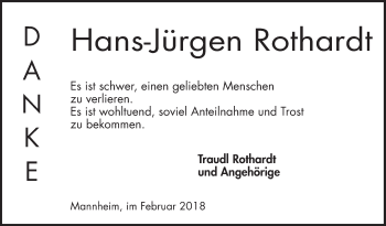 Traueranzeige von Hans-Jürgen Rothardt von Mannheimer Morgen