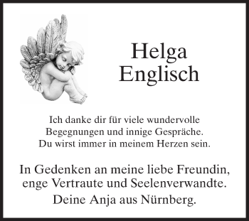 Traueranzeige von Helga Englisch von Fränkische Nachrichten