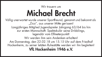 Traueranzeige von Michael Brecht von Schwetzinger Zeitung