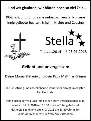 Traueranzeige von Stella Grimm von Fränkische Nachrichten