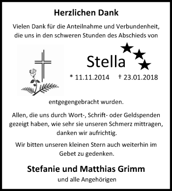 Traueranzeige von Stella Grimm von Fränkische Nachrichten