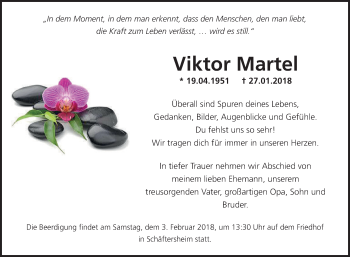 Traueranzeige von Viktor Martel von Fränkische Nachrichten