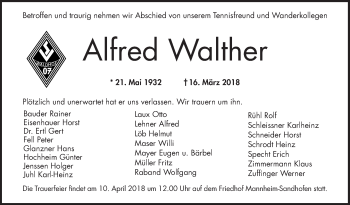 Traueranzeige von Alfred Walther von Mannheimer Morgen