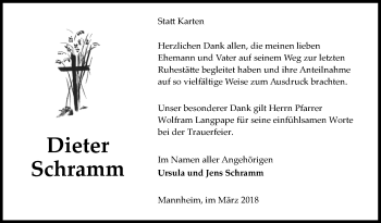 Traueranzeige von Dieter Schramm von Mannheimer Morgen