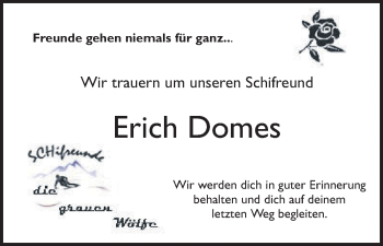 Traueranzeige von Erich Domes von Schwetzinger Zeitung