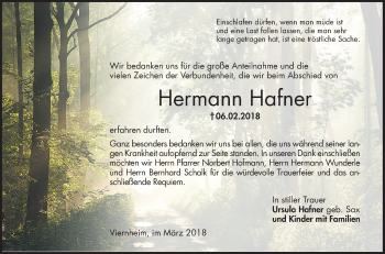 Traueranzeige von Hermann Hafner von Südhessen Morgen