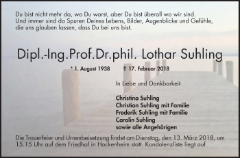 Traueranzeige von Lothar Suhling von Mannheimer Morgen