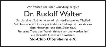 Traueranzeige von Rudolf Walter von Schwetzinger Zeitung