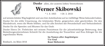 Traueranzeige von Werner Skibowski von Mannheimer Morgen