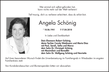 Traueranzeige von Angela Schönig von Schwetzinger Zeitung