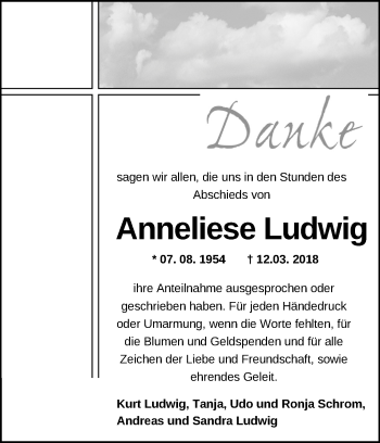 Traueranzeige von Anneliese Ludwig von Fränkische Nachrichten