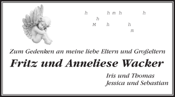 Traueranzeige von Anneliese Wacker von Schwetzinger Zeitung