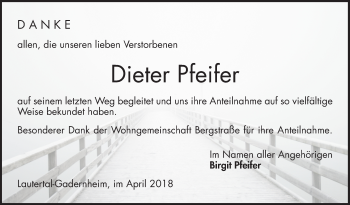 Traueranzeige von Dieter Pfeifer von Bergsträßer Anzeiger