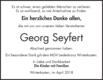 Traueranzeige von Georg Seyfert von Bergsträßer Anzeiger