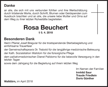 Traueranzeige von Rosa Beuchert von Fränkische Nachrichten