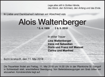 Traueranzeige von Alois Waltenberger von Fränkische Nachrichten