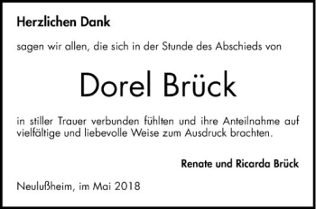 Traueranzeige von Dorel Brück von Schwetzinger Zeitung