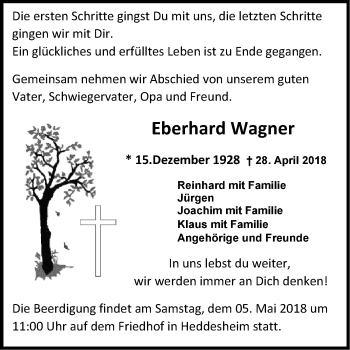 Traueranzeige von Eberhard Wagner von Mannheimer Morgen