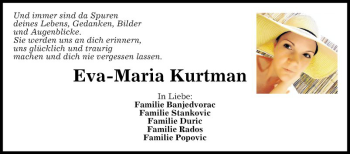 Traueranzeige von Eva-Maria Kurtman von Fränkische Nachrichten