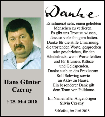 Traueranzeige von Hans Günter Czerny von Fränkische Nachrichten