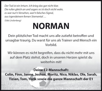 Traueranzeige von Norman Karl von Fränkische Nachrichten