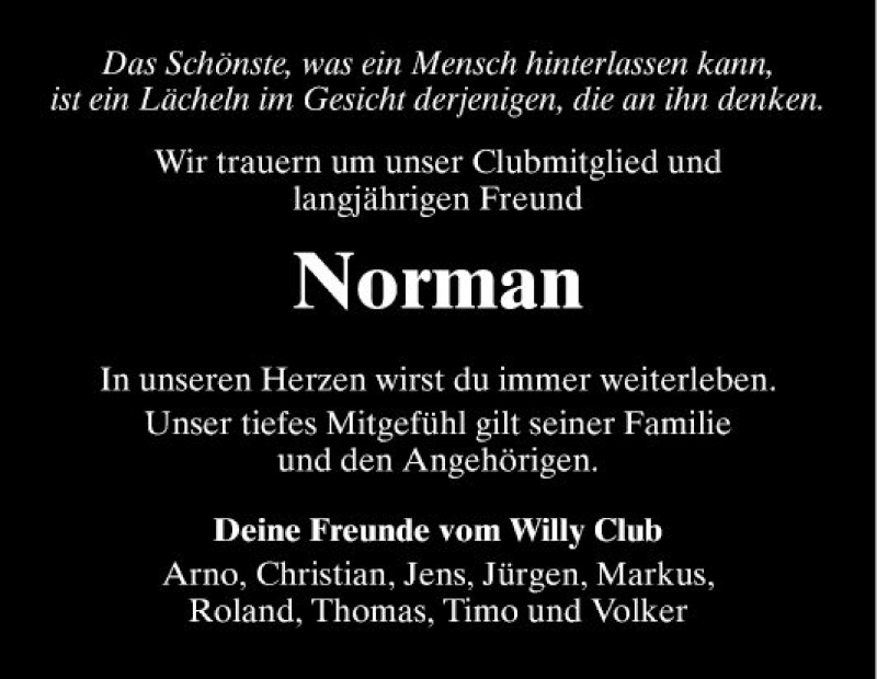  Traueranzeige für Norman Karl vom 14.06.2018 aus Fränkische Nachrichten