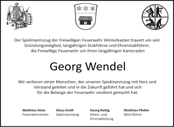 Traueranzeige von Georg Wendel von Bergsträßer Anzeiger