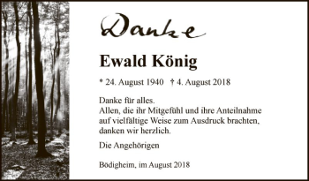 Traueranzeige von Ewald König von Fränkische Nachrichten